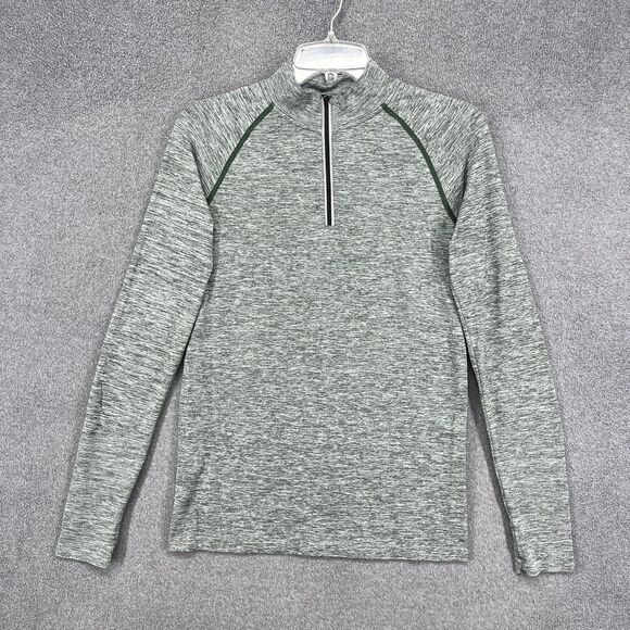 Victoria's Secret PINK Active Pullover Womens Medium Green Gray Heather Half Zip - Picture 1 of 16